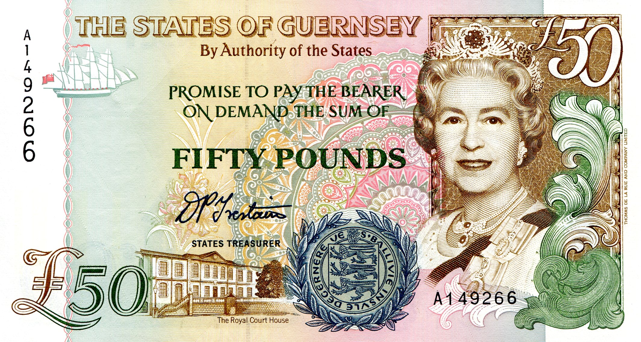 Guernsey 50 Pound UNC pick #: 59a