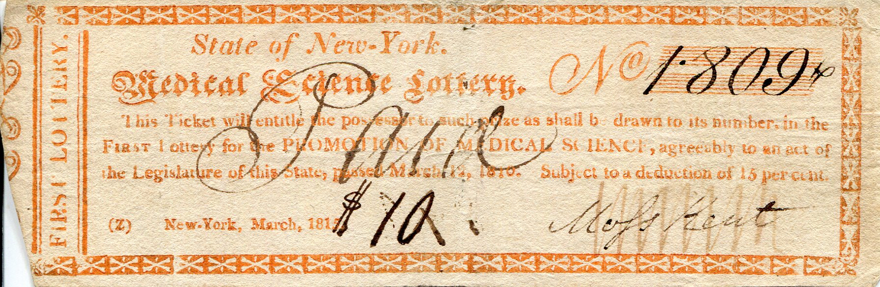 USA - Memorabilia & Miscellaneous items 10 Dollars See Scan (ungraded) pick #: NP