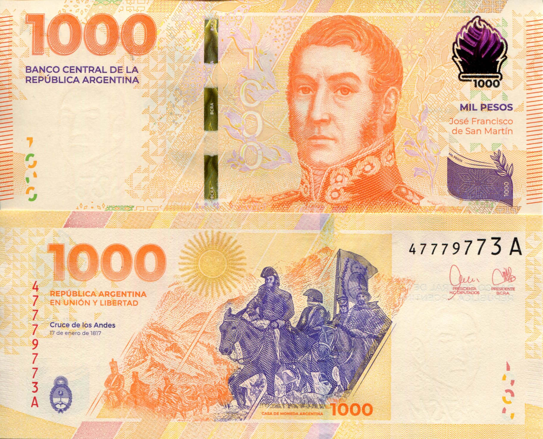 Argentina  1,000 Pesos UNC pick #: New