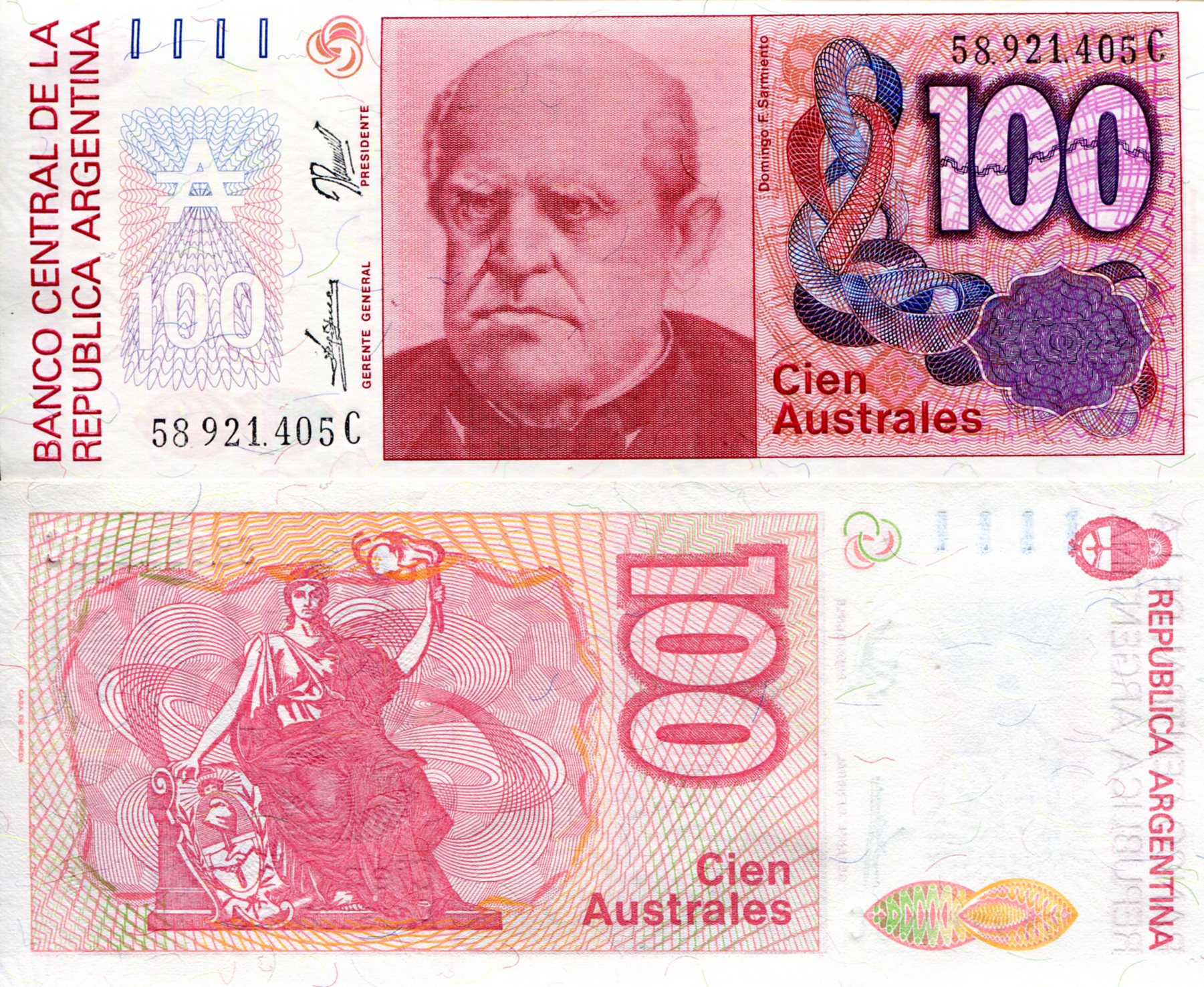 Argentina  100 Australes XF (see large scan) pick #: 327f