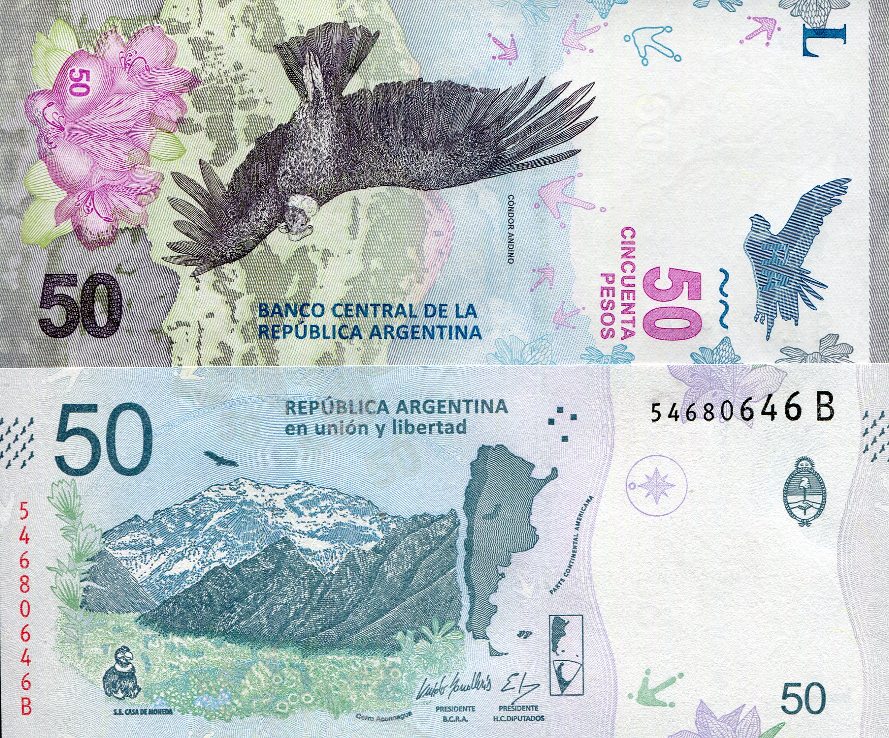 Argentina  50 Pesos UNC pick #: 363b