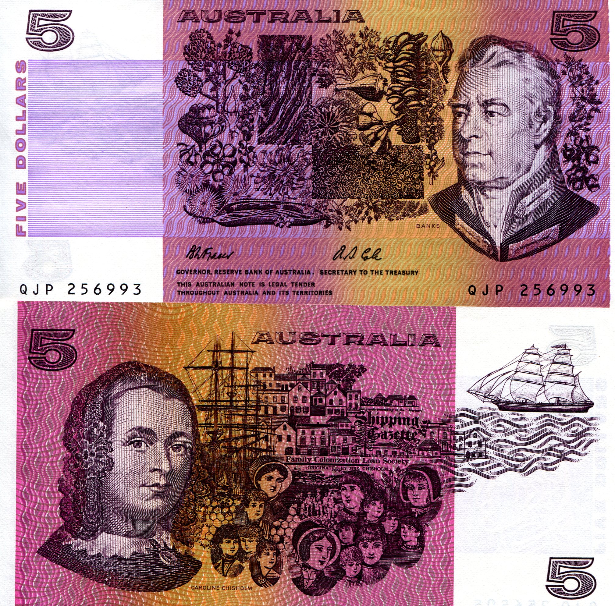 Australia  5 Dollars aUNC  pick #: 44j