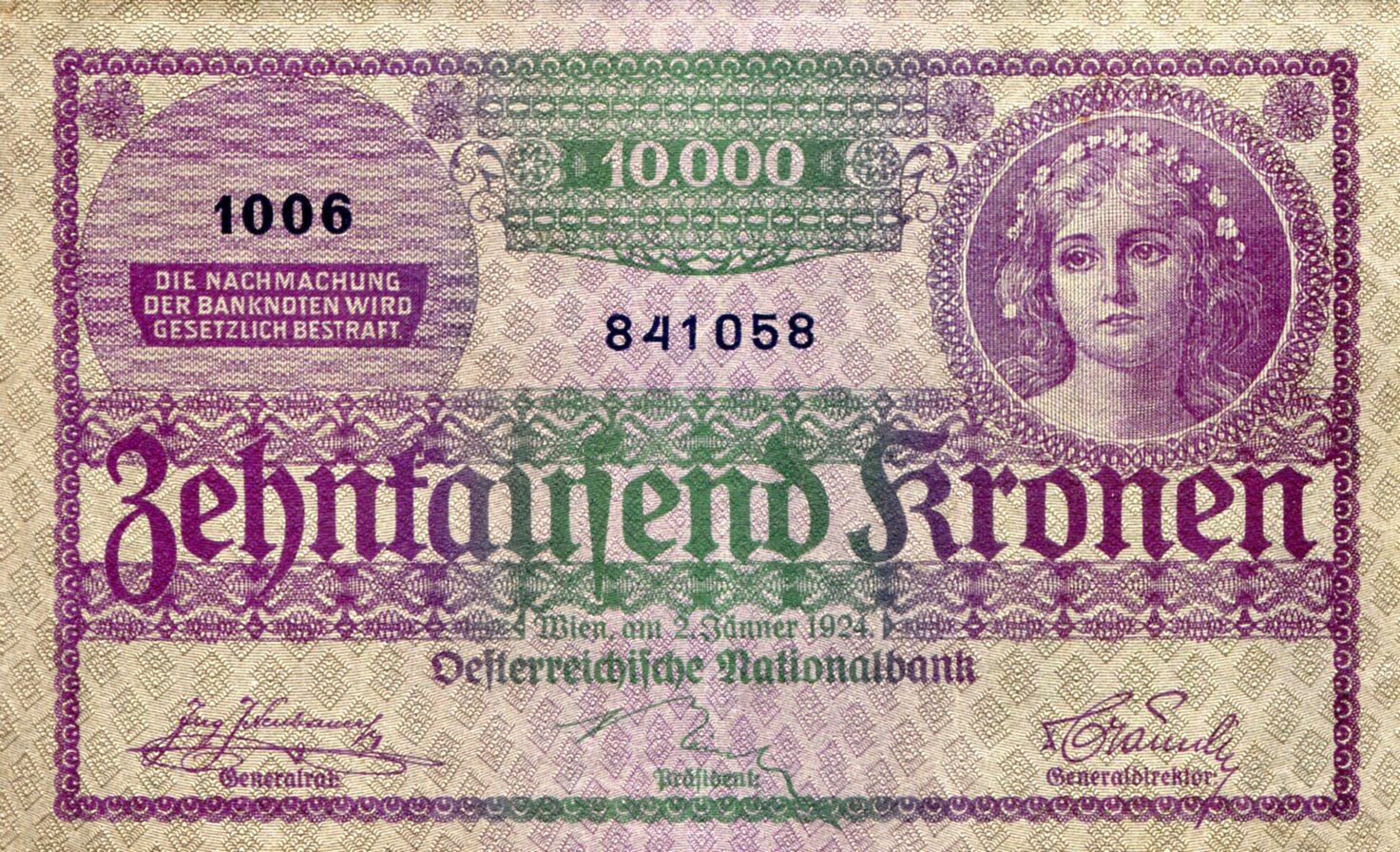 Austria 10,000 Kronen VF (See large scan) pick #: 85a