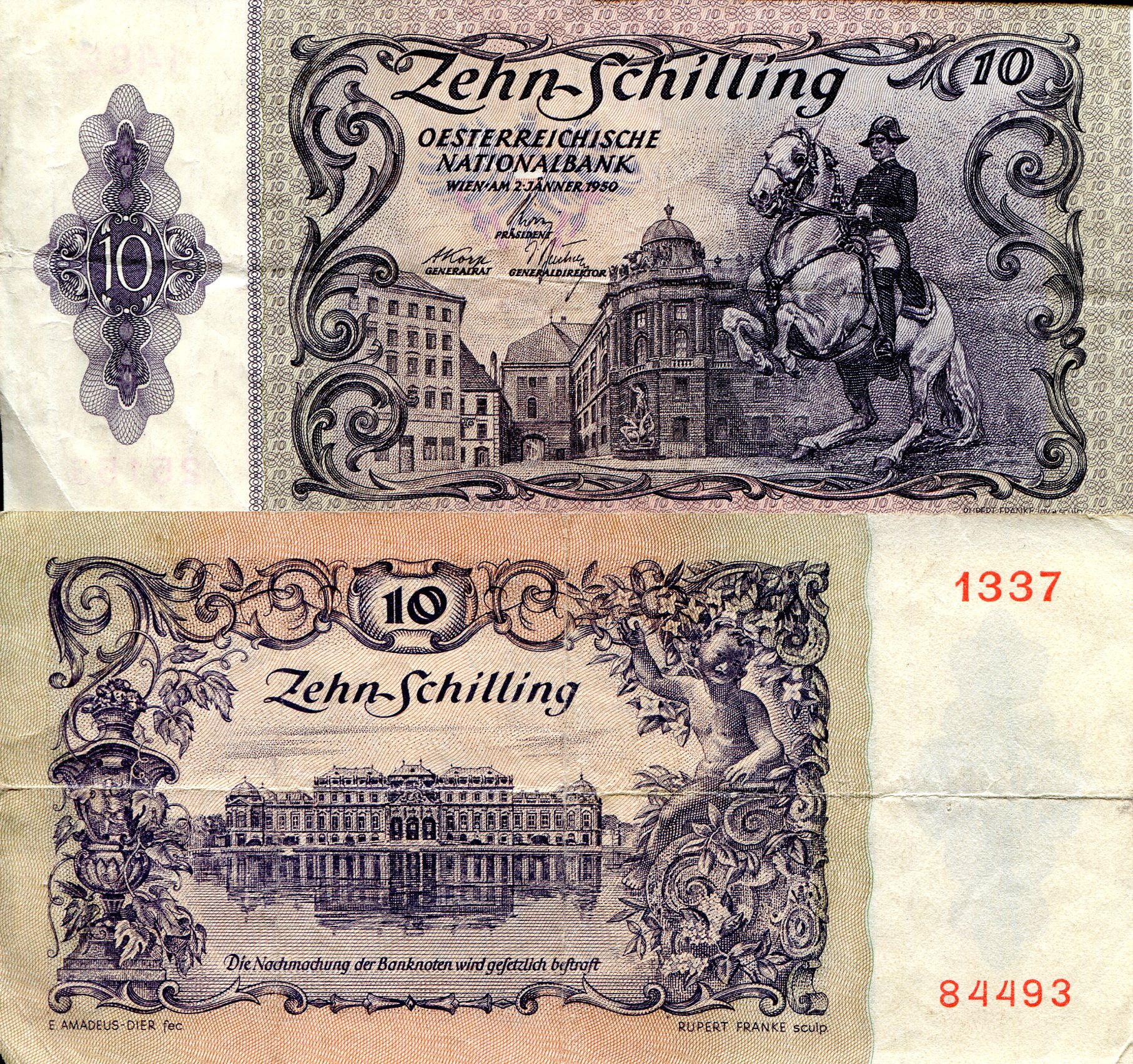 Austria 10  Schilling F (see large scan) pick #: 127