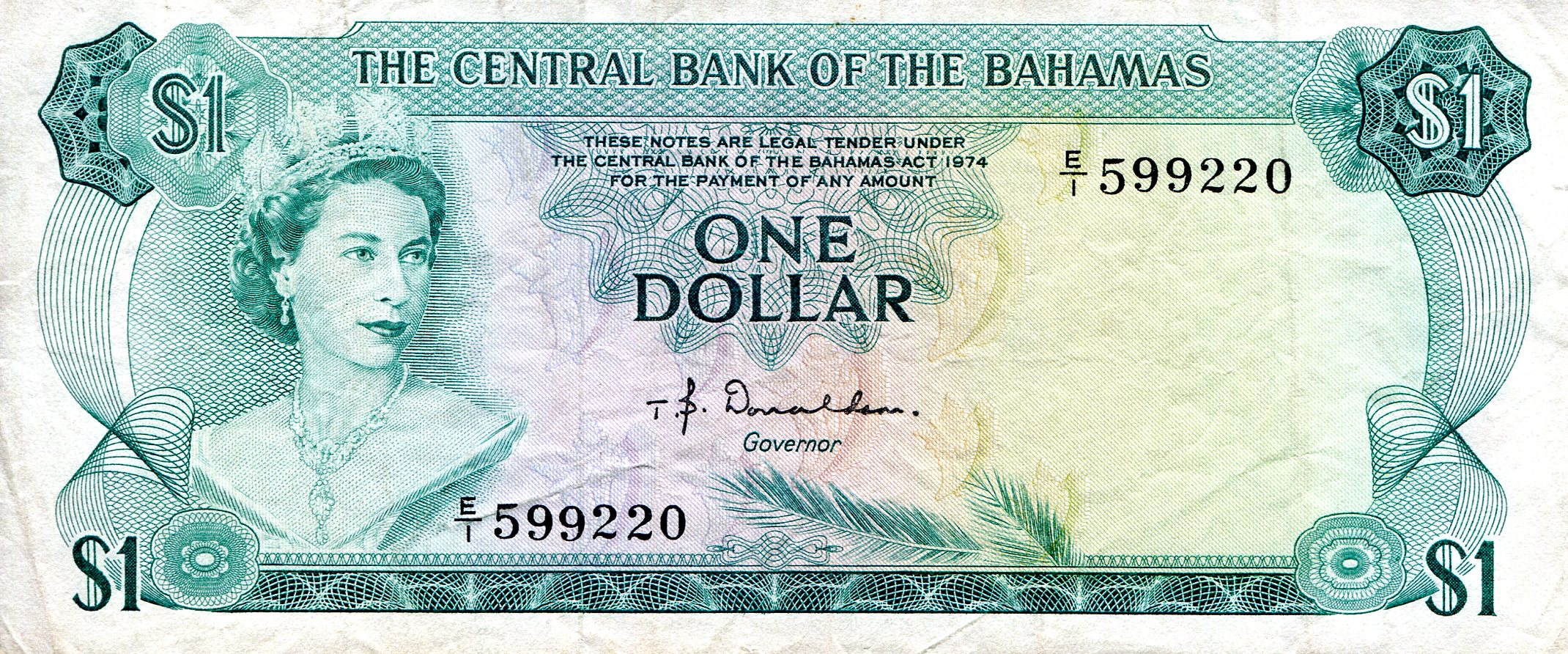 Bahamas  1 Dollar VF pick #: 35a