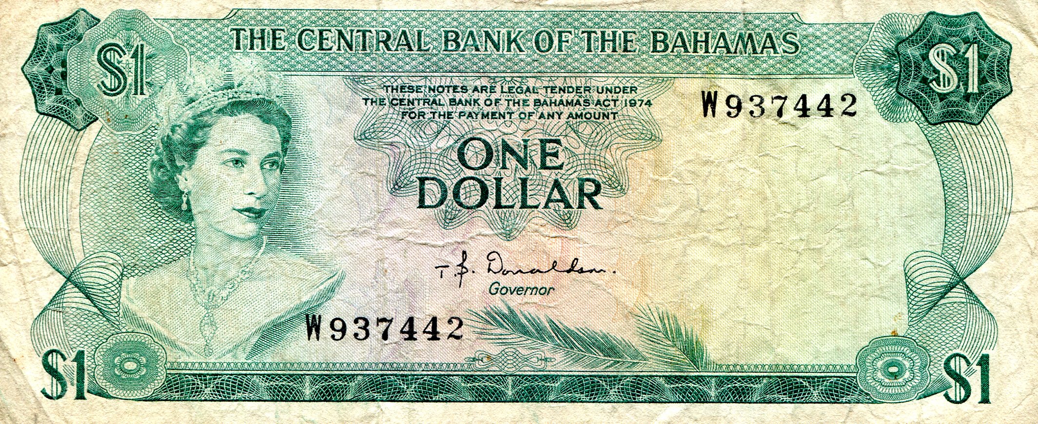 Bahamas  1 Dollars VG (dirty) pick #: 35a