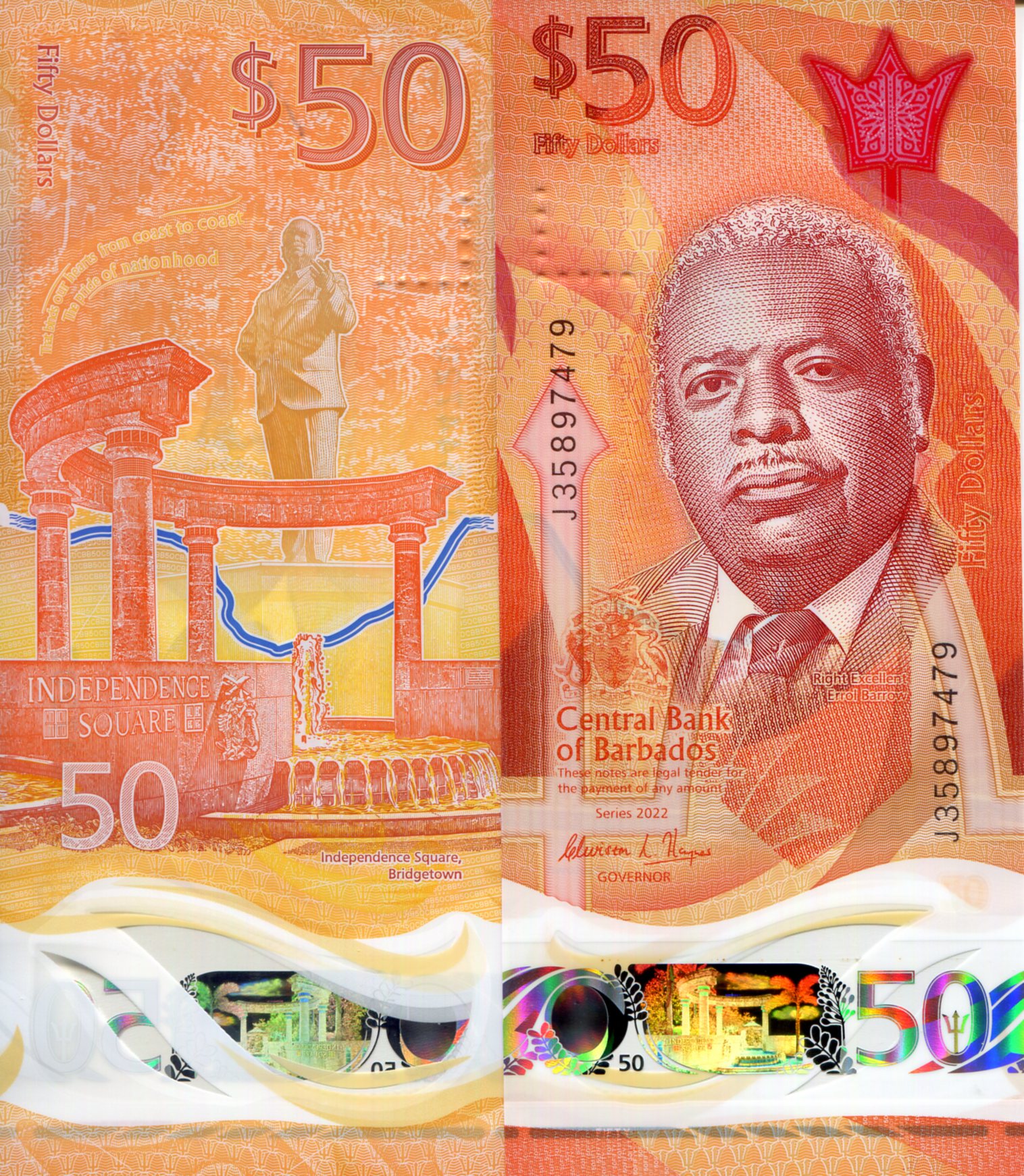 Barbados 50 Dollars UNC pick #: New