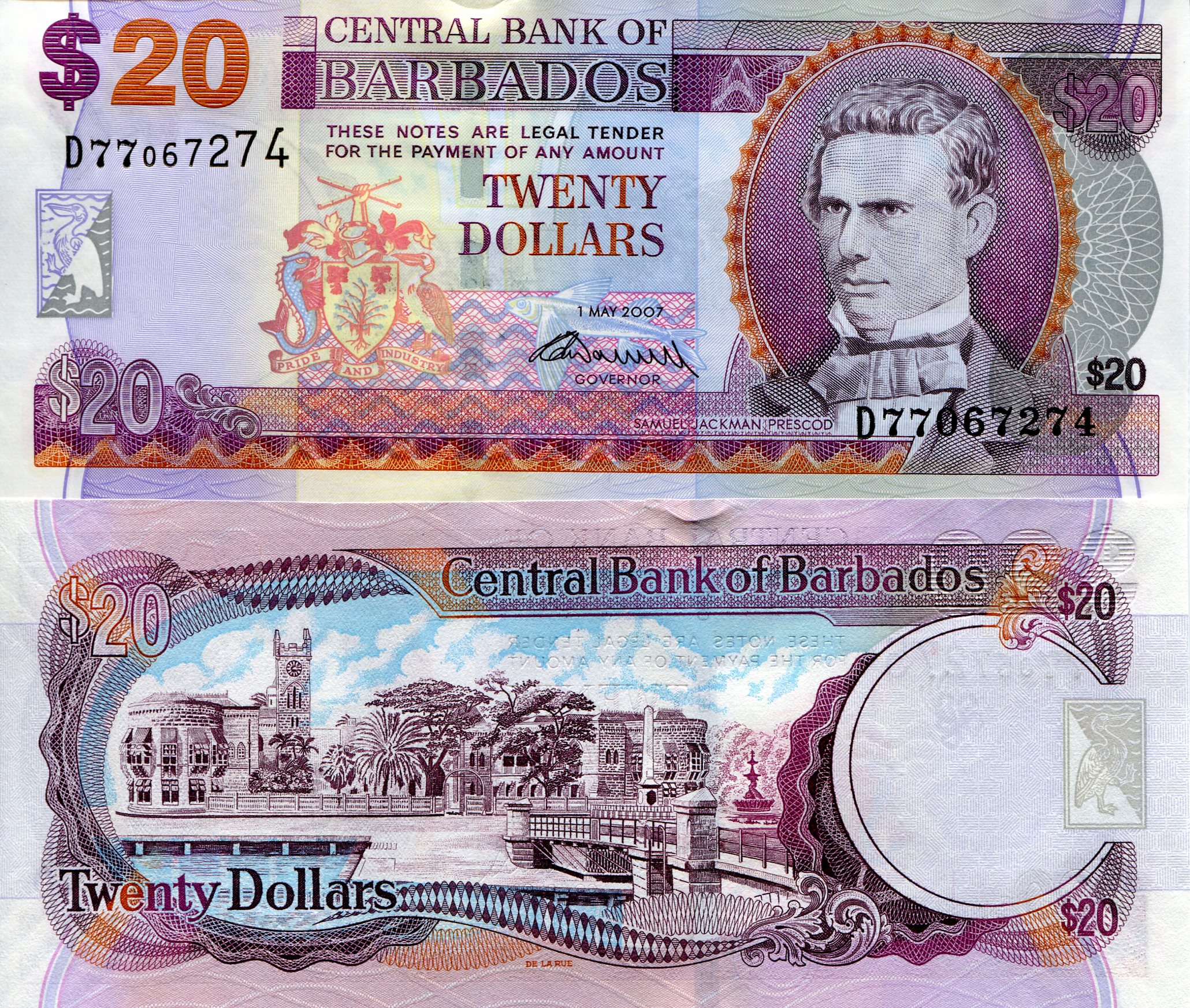 Barbados 20 Dollars UNC pick #: 69b