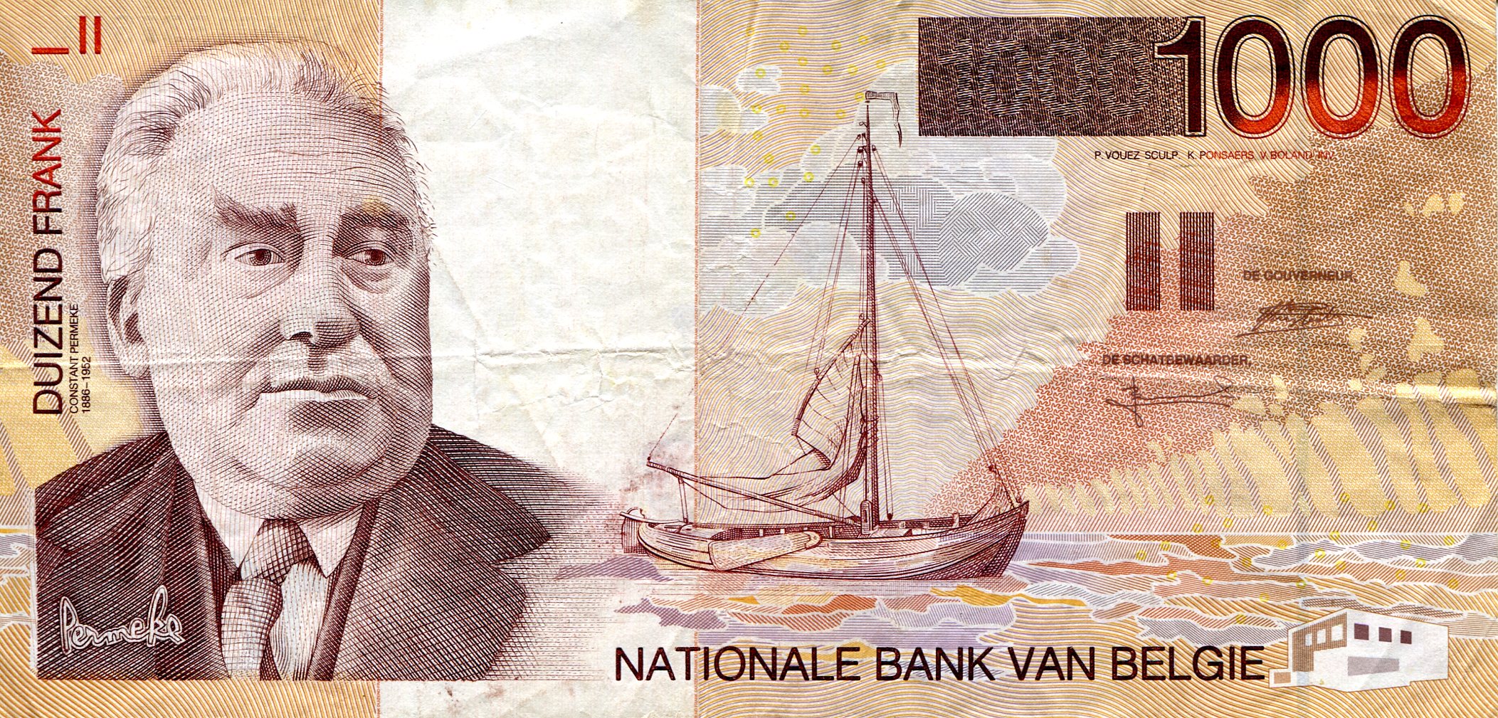 Belgium 1000 Francs F pick #: 150
