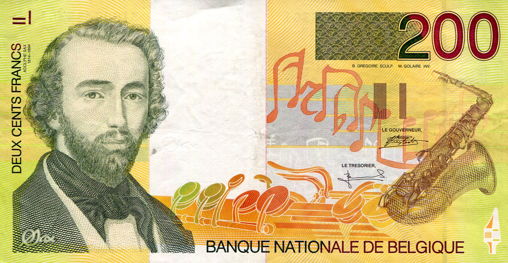 Belgium 200 Francs aUNC pick #: 148