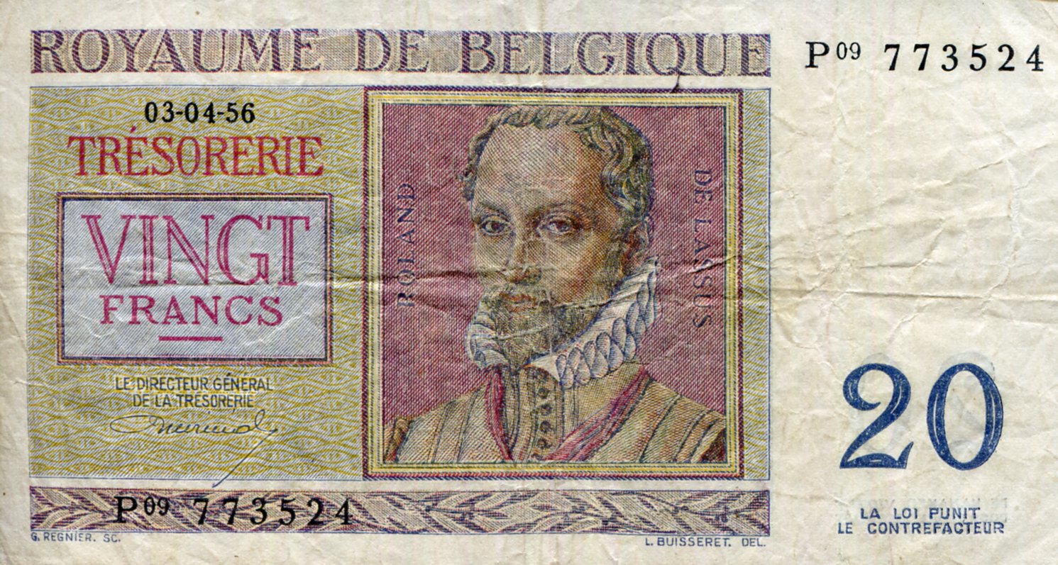 Belgium 20 Francs F/VG (see large scan) pick #: 132b