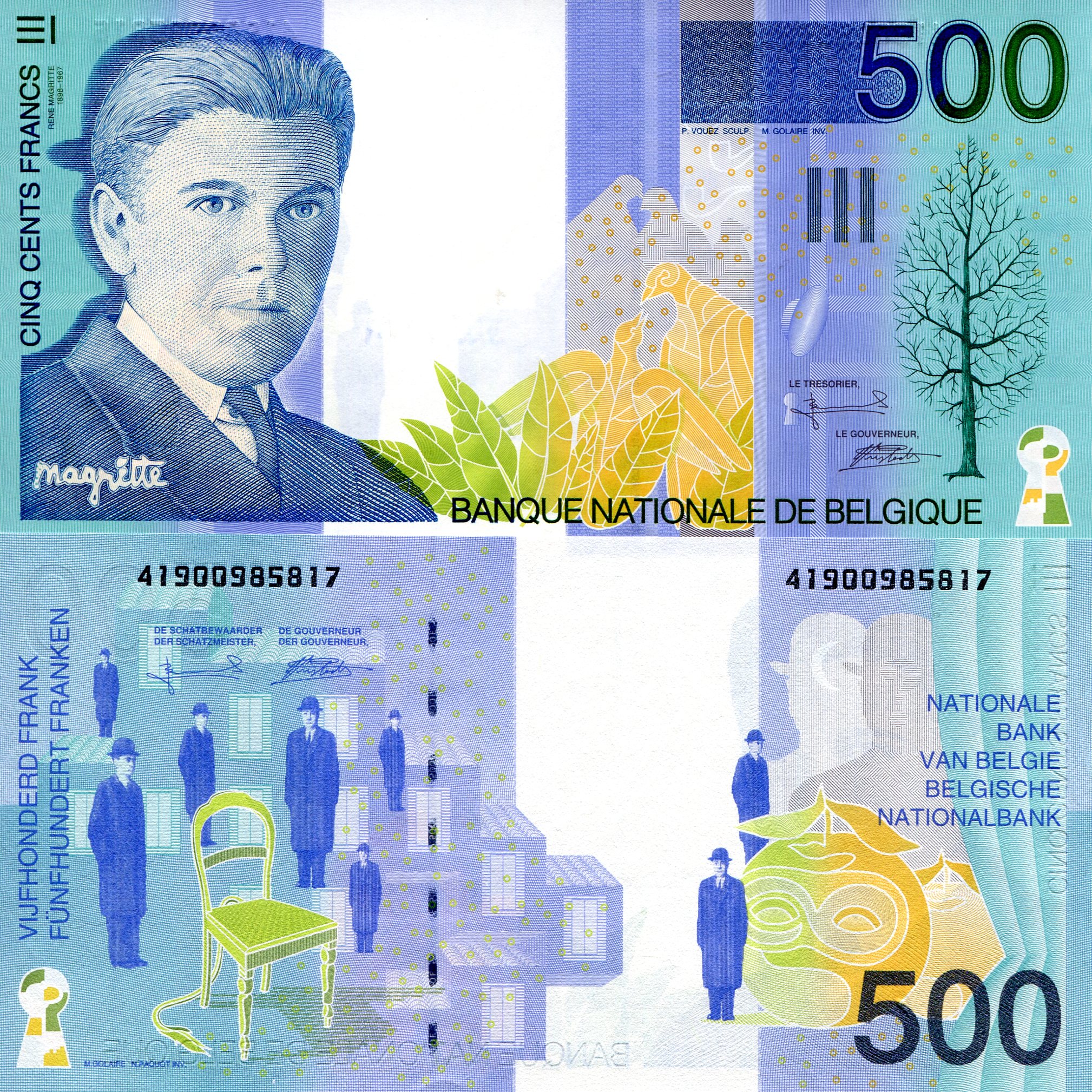 Belgium 500 Francs UNC pick #: 149