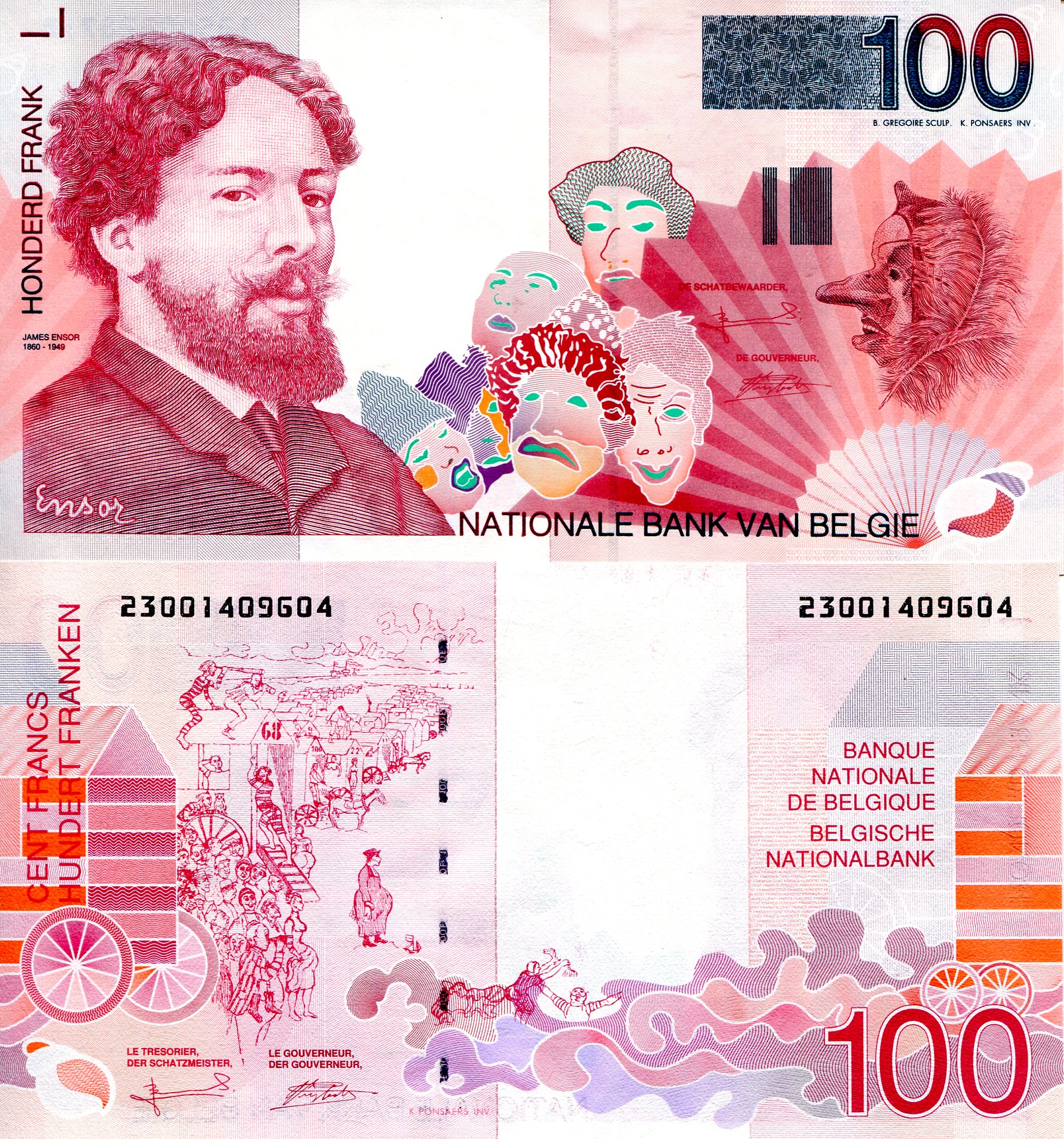 Belgium 100 Francs UNC pick #: 147a
