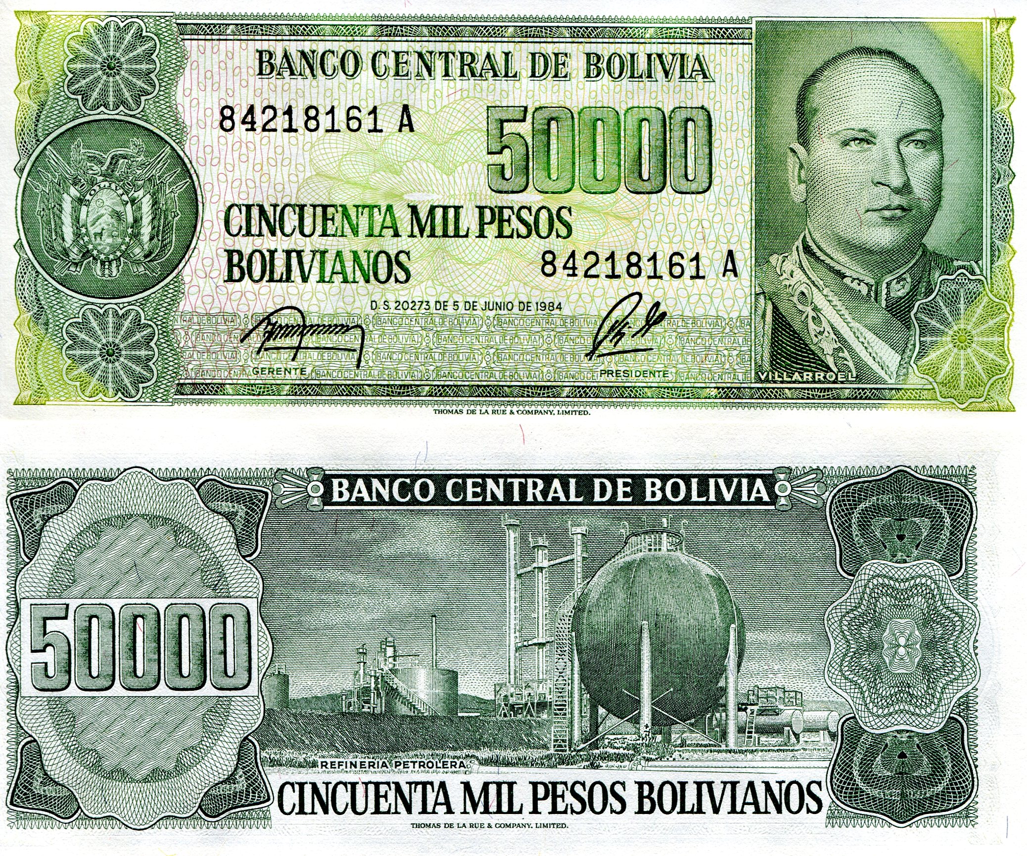 Bolivia  50,000 Bolivianos UNC pick #: 170a