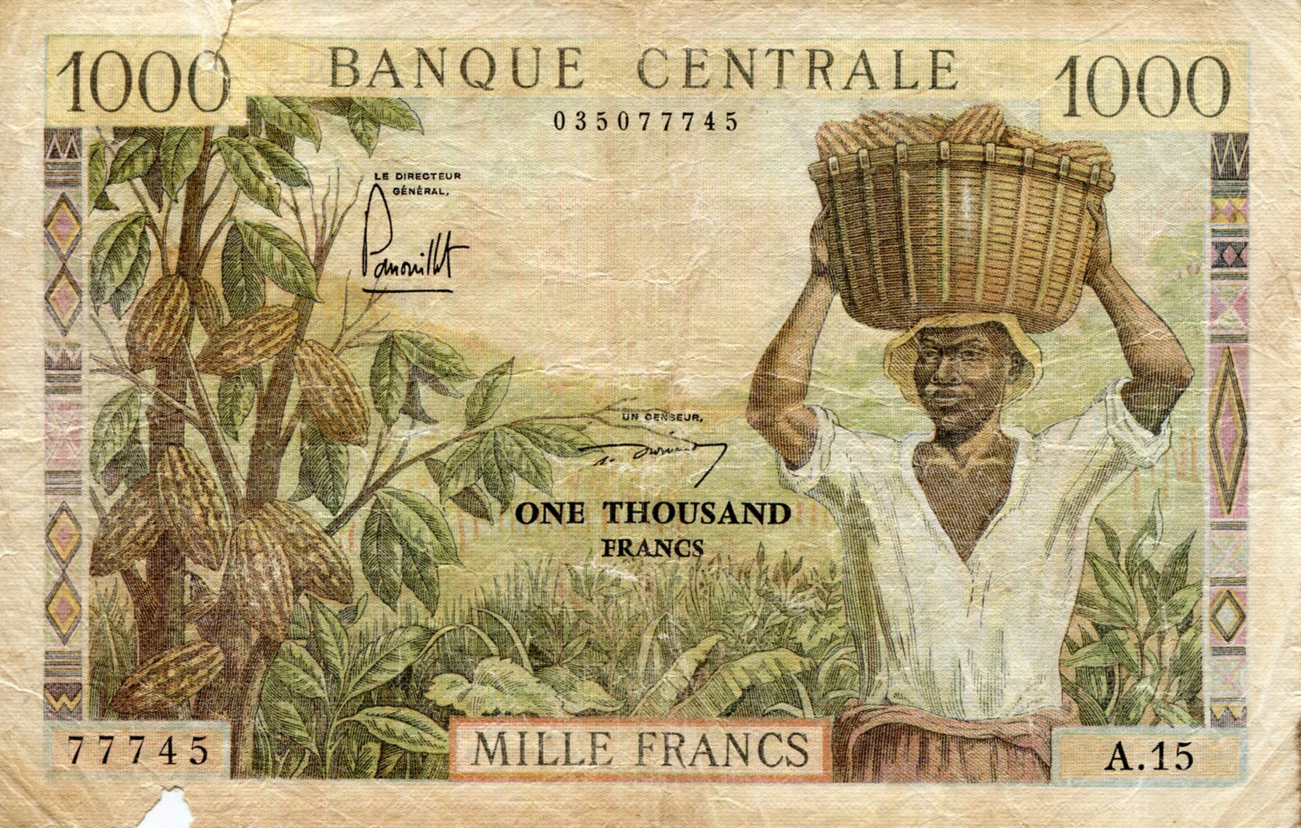 Cameroun 1,000 Francs Poor (see large scan) pick #: 12b