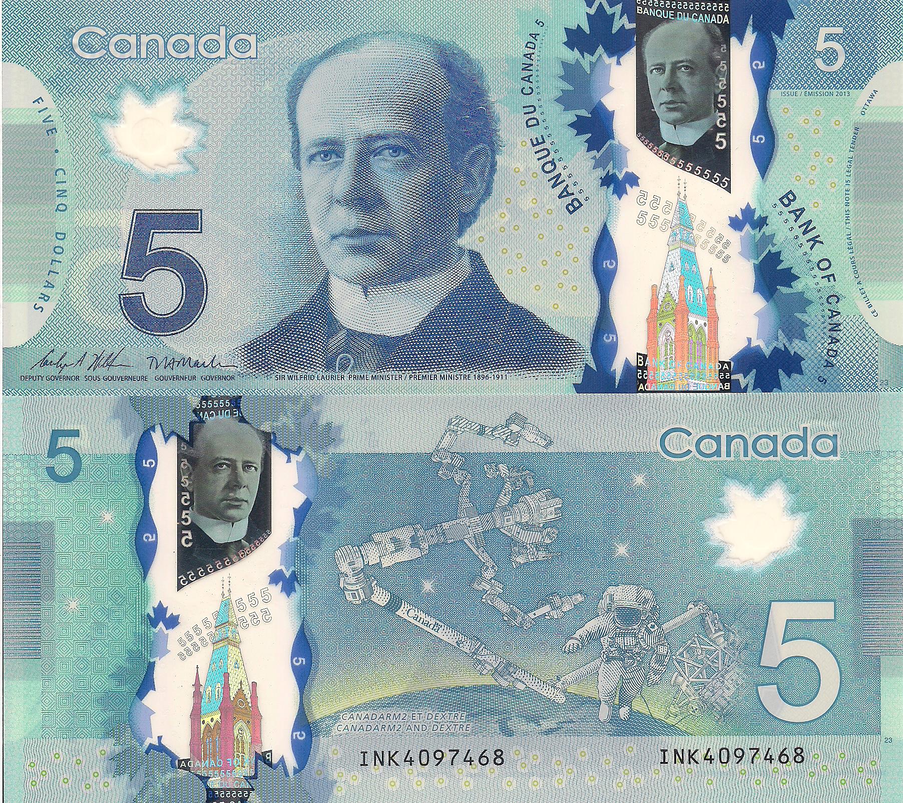 Canada 5 Dollars UNC pick #: 106d