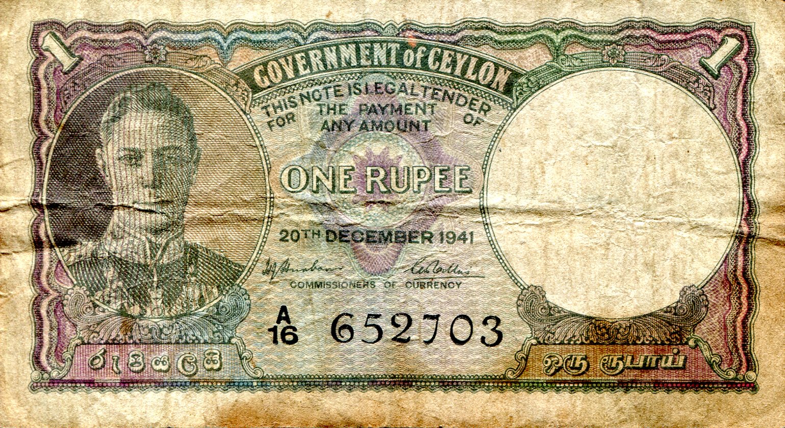 Ceylon 1 Rupee VG pick #: 30