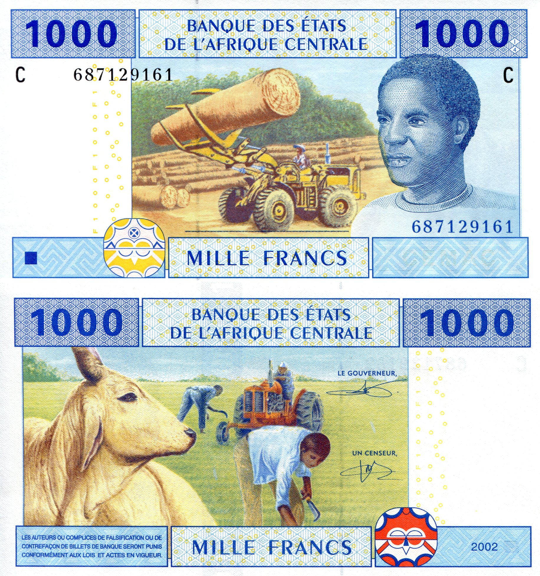 Chad 1,000 Francs UNC pick #: 607C
