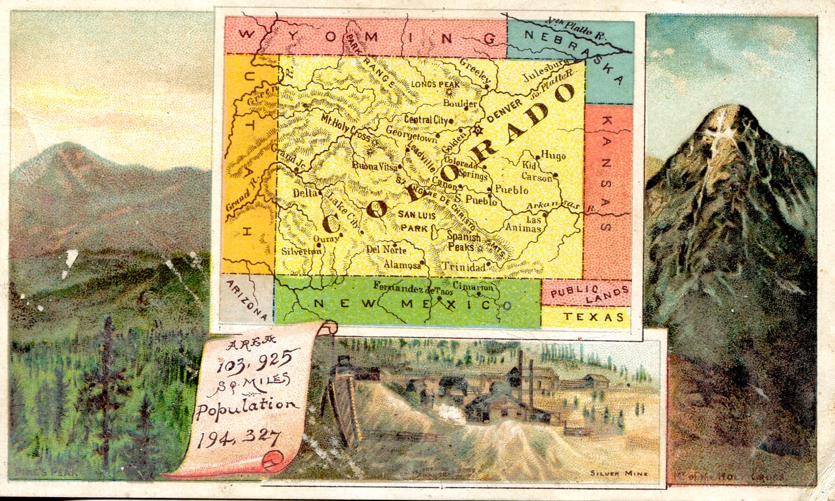 Postcard advertising for Colorado