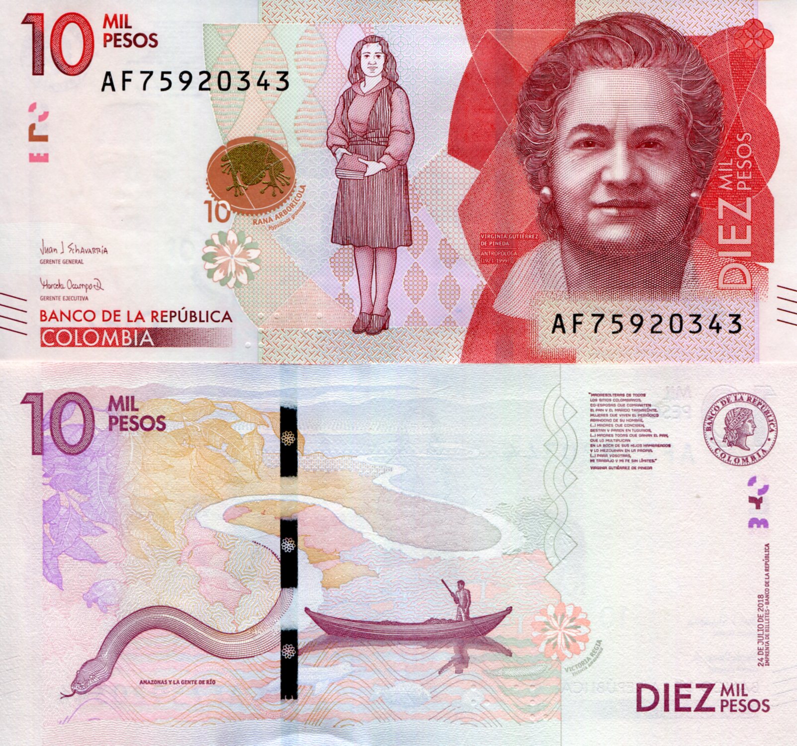 Colombia  10,000 Pesos UNC pick #: 460d