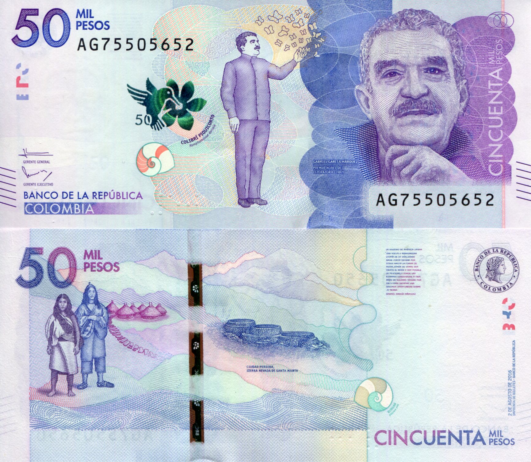 Colombia  50,000 Pesos UNC pick #: 462b