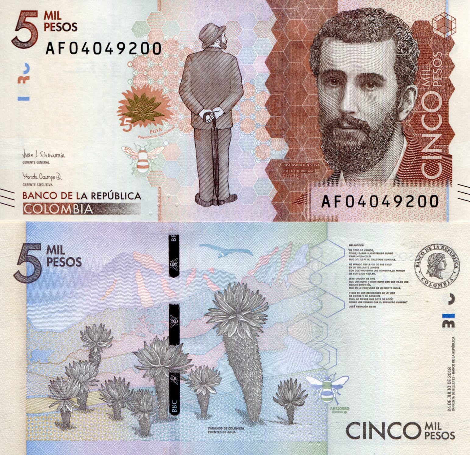 Colombia  5,000 Pesos UNC pick #: 459d