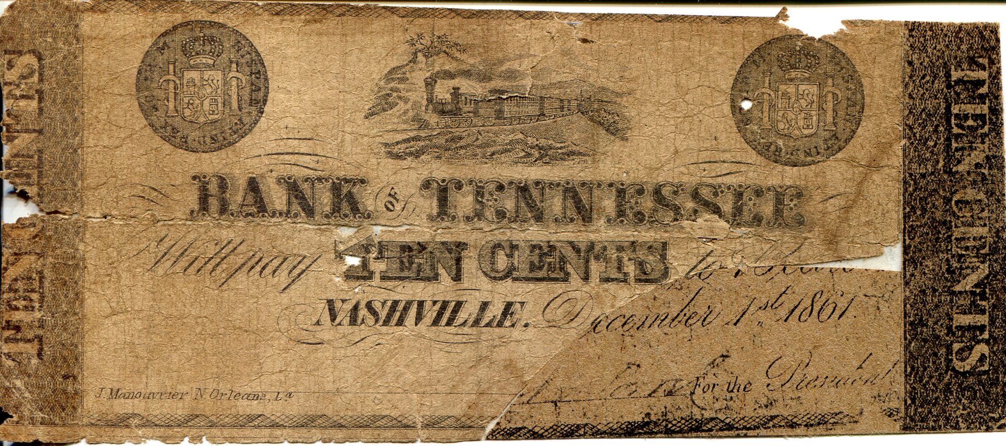 USA - Local Currency and Scrip 10 Cents Poor (see scan) pick #: NP