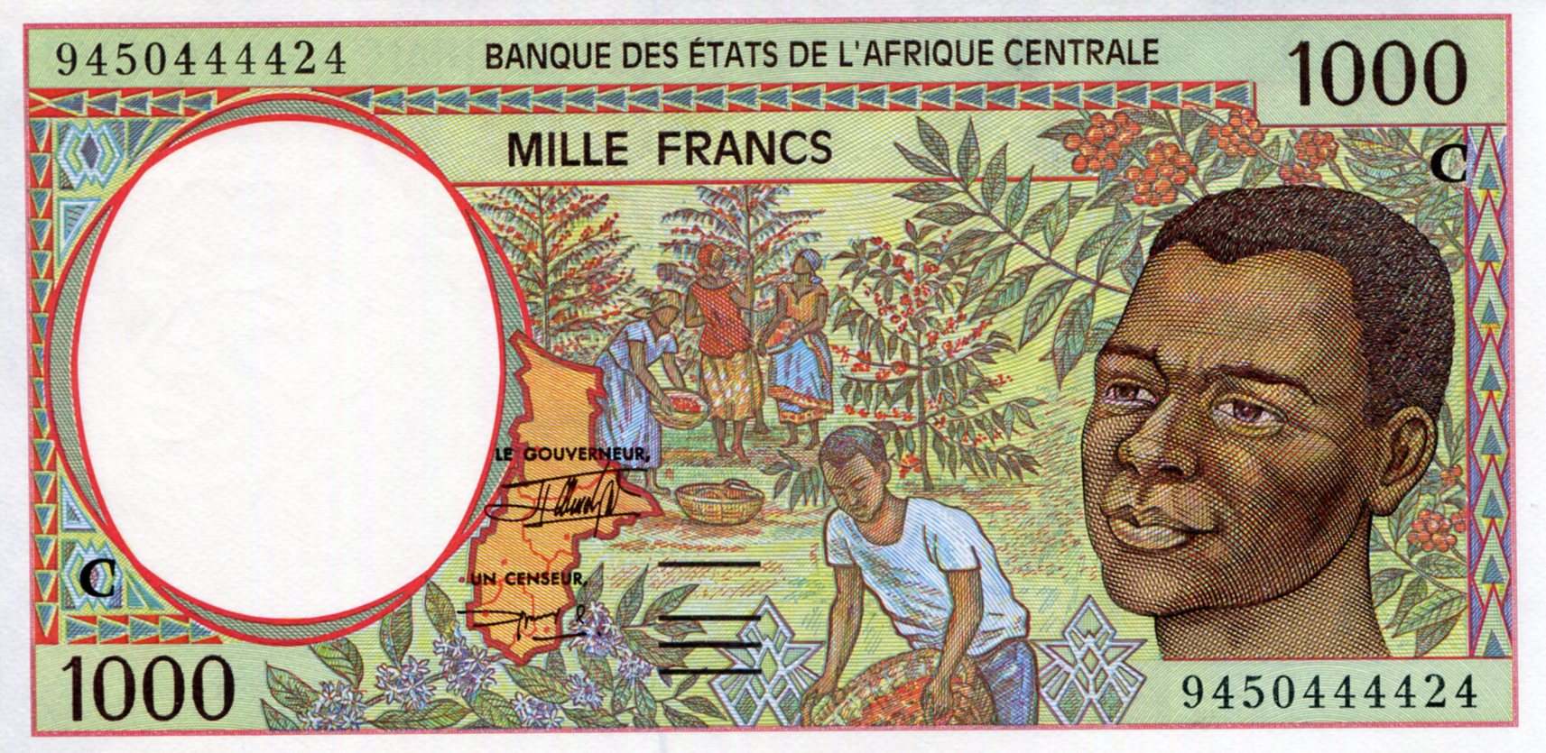 Congo Republic 1,000 Francs UNC (printed on thinner paper) pick #: 102Cb