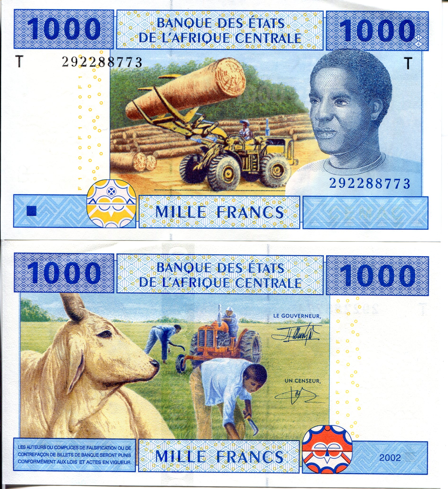 Congo Republic 1,000 Francs UNC pick #: 107Ta