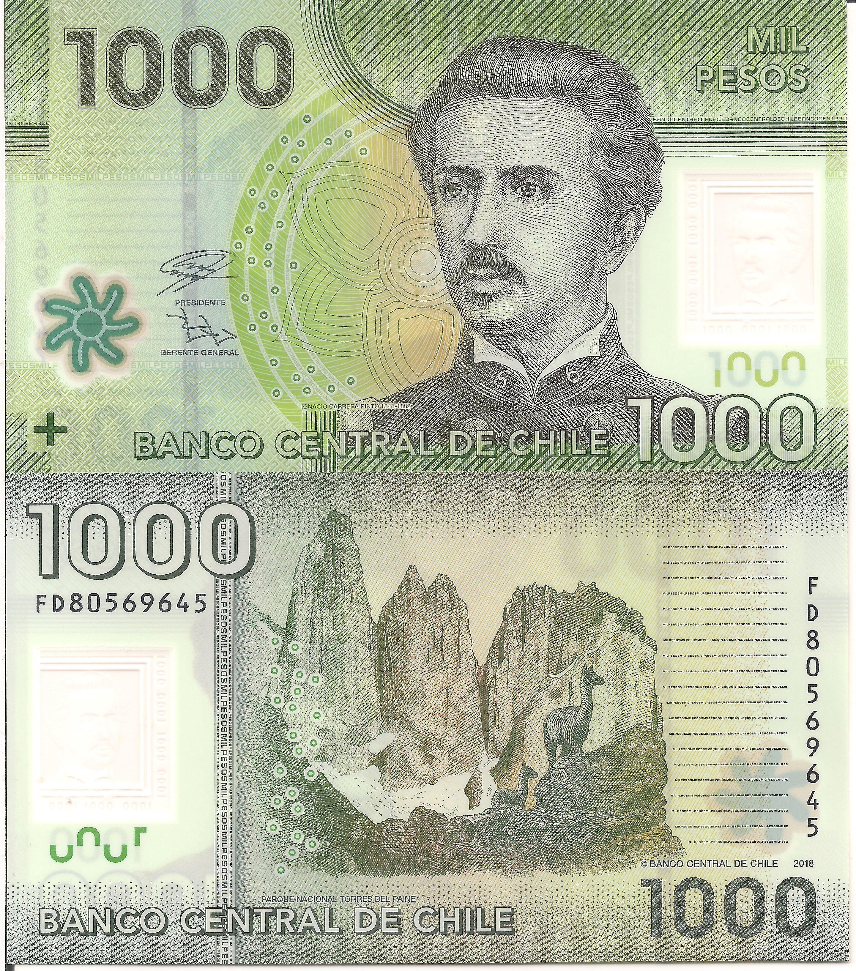 Chile 1,000 Pesos UNC pick #: 161i