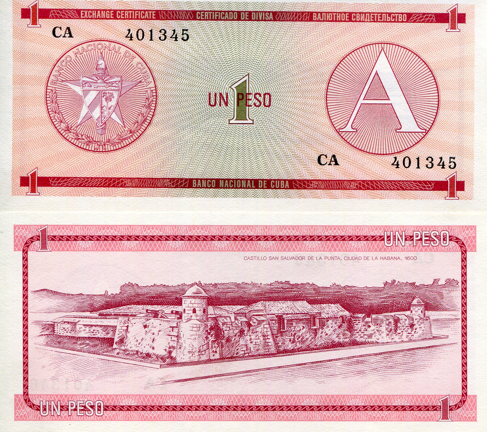 Cuba 1 Peso UNC pick #: FX1
