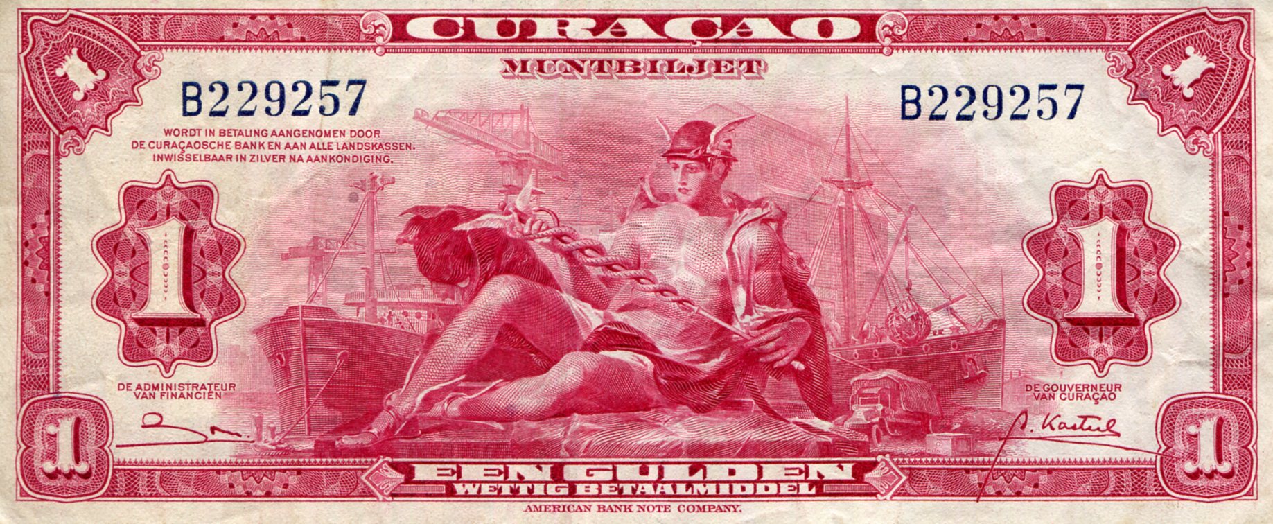 Curacao 1 Gulden VF/F (see large scan pick #: 35b