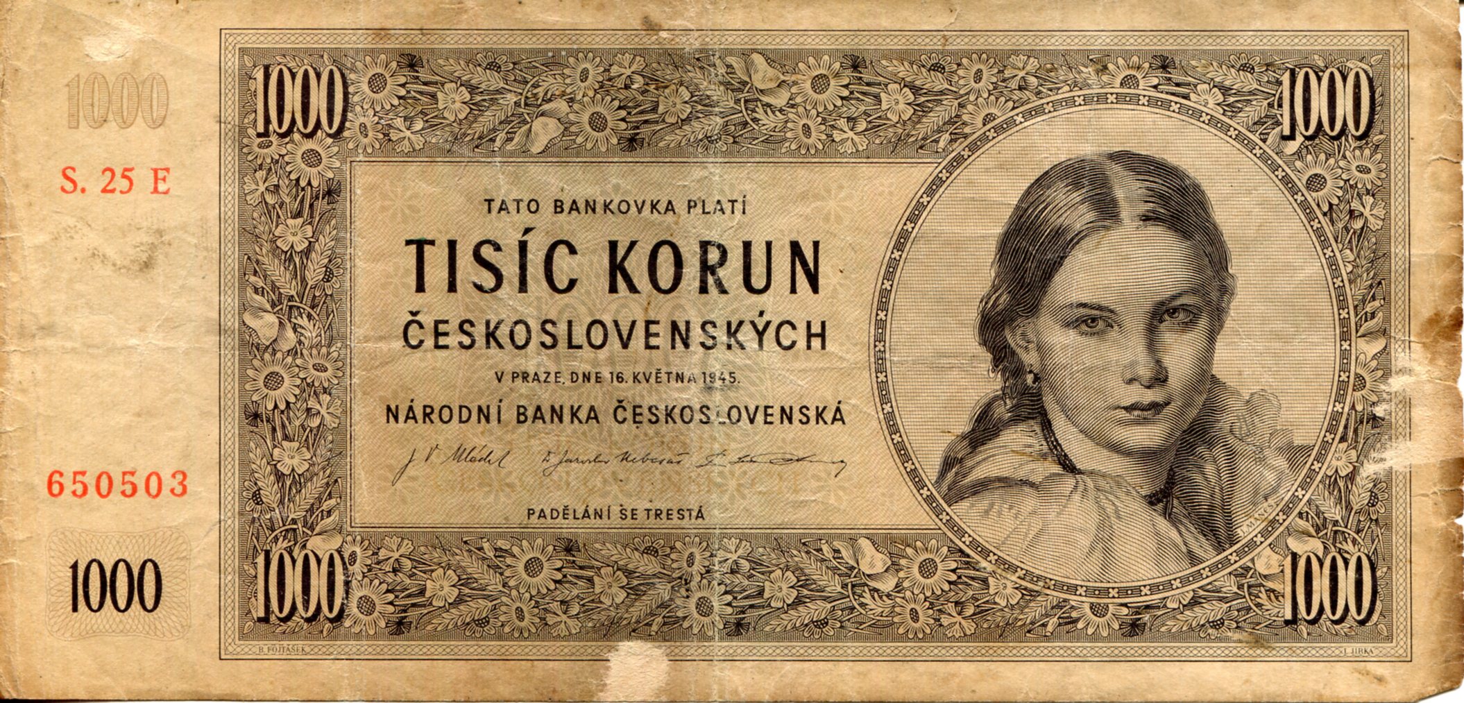 Czechoslovakia  1,000 Korun VG/G (see large scan) pick #: 74b