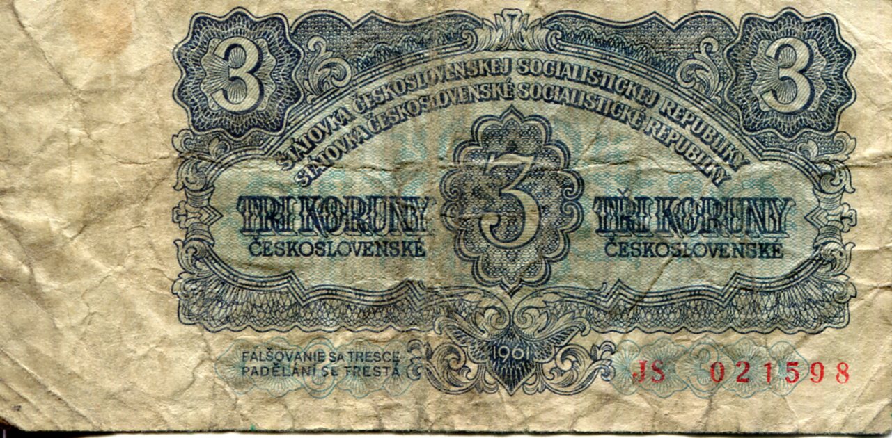 Czechoslovakia  3 Koruny G (see large scan ) pick #: 81a