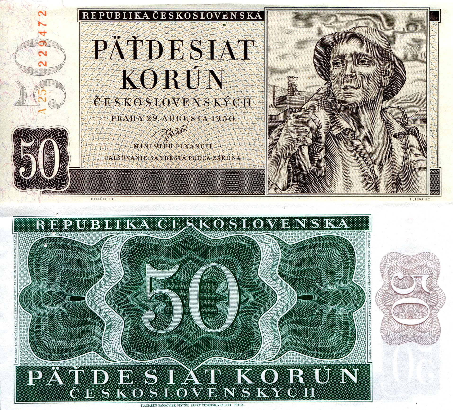Czechoslovakia  50 Korun XF (see large scan) pick #: 71S