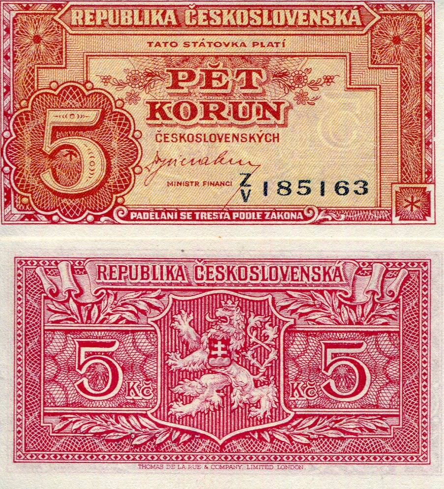 Czechoslovakia  5 Korun aUNC pick #: 59