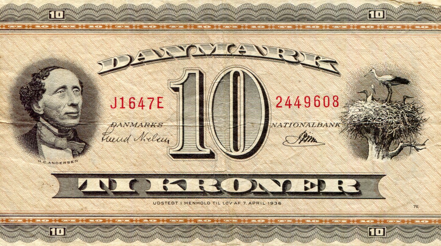 Denmark 10 Kroner F/VG (see large scan) pick #: 44n