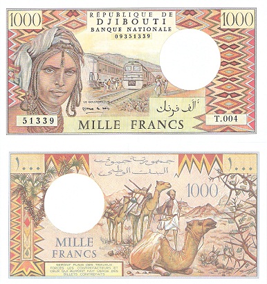 Djibouti 1,000 Francs Pick Number: 37c UNC Banknote