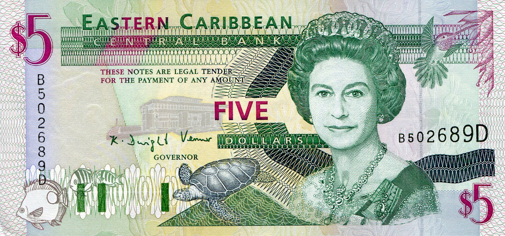 Dominica  5 Dollars aUNC pick #: 31D
