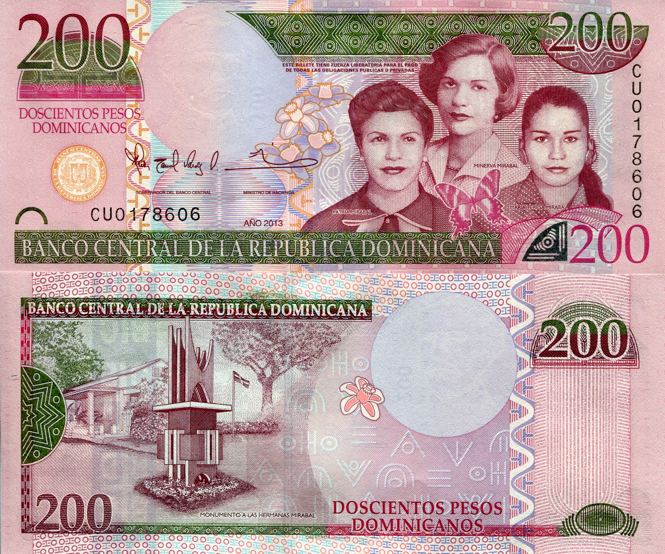 Dominican Republic 200 Pesos UNC pick #: 185