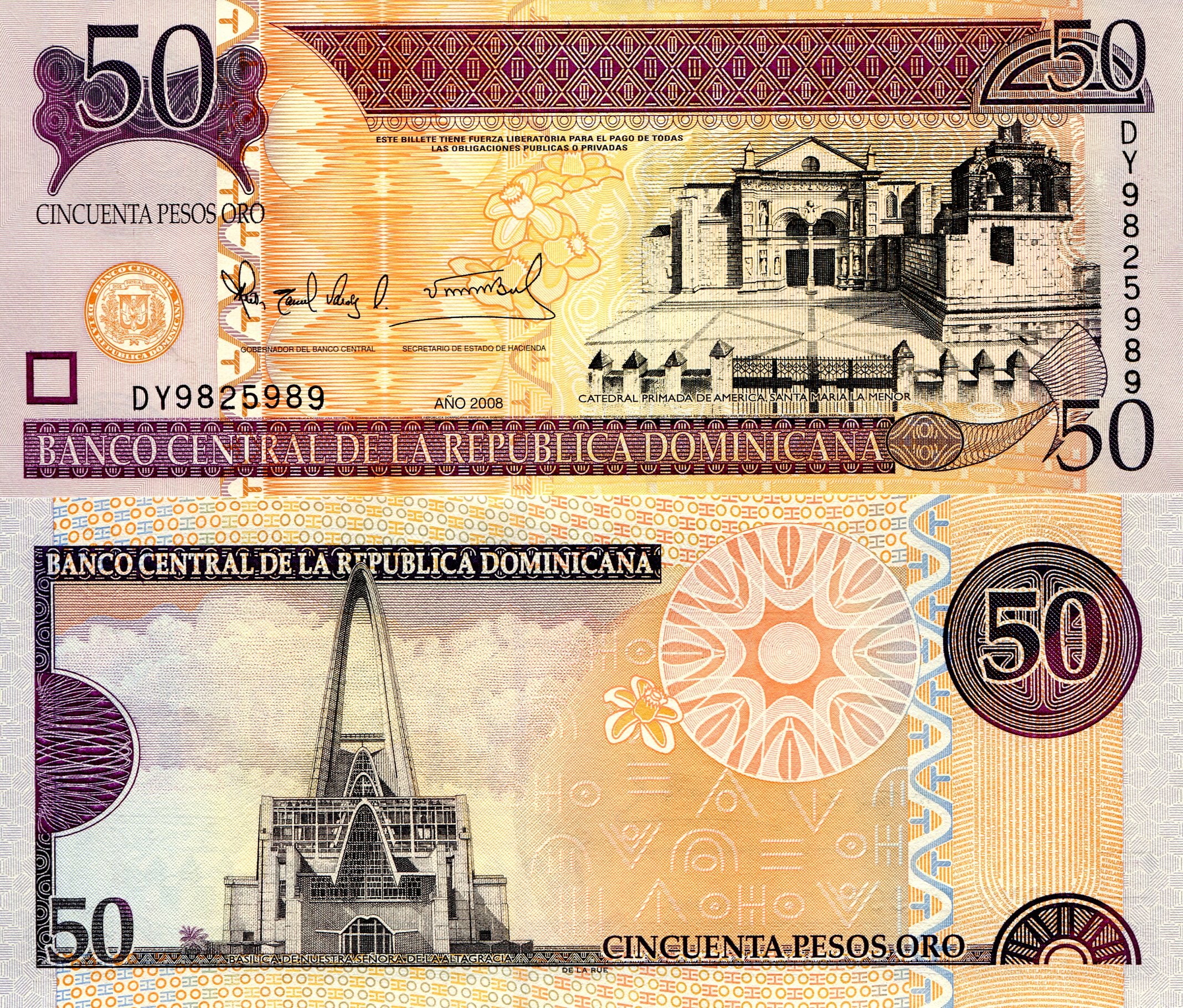 Dominican Republic 50 Pesos Oro UNC pick #: 176b
