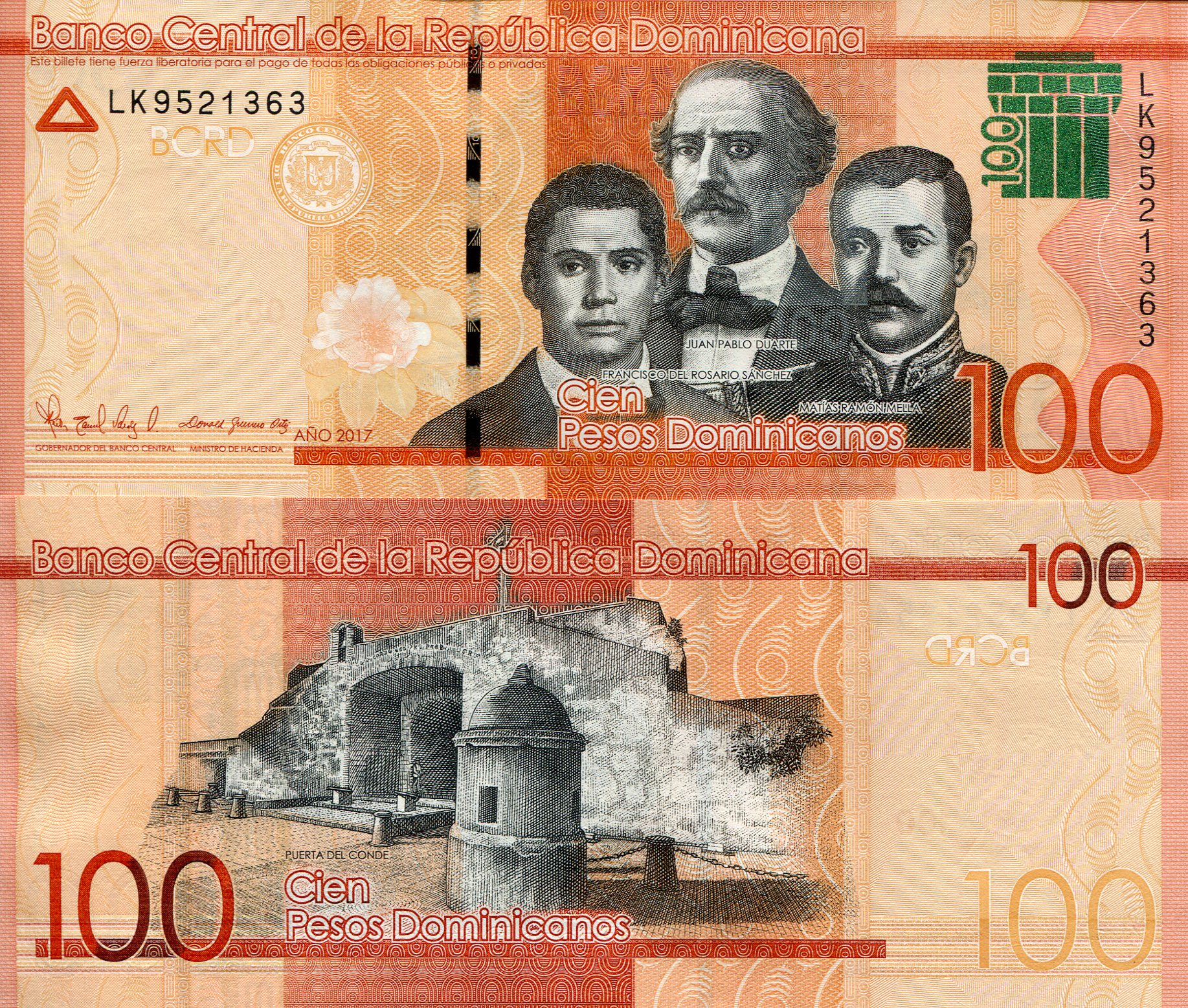 Dominican Republic 100 Pesos UNC pick #: NEW