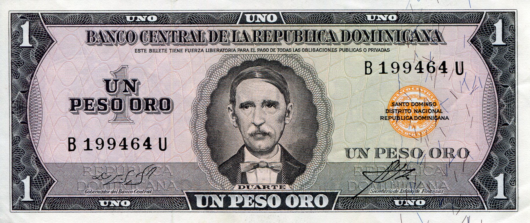 Dominican Republic 1 Peso Oro aUNC pick #: 99c