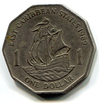 Eastern Caribbean States 1 Dollar Used Coin