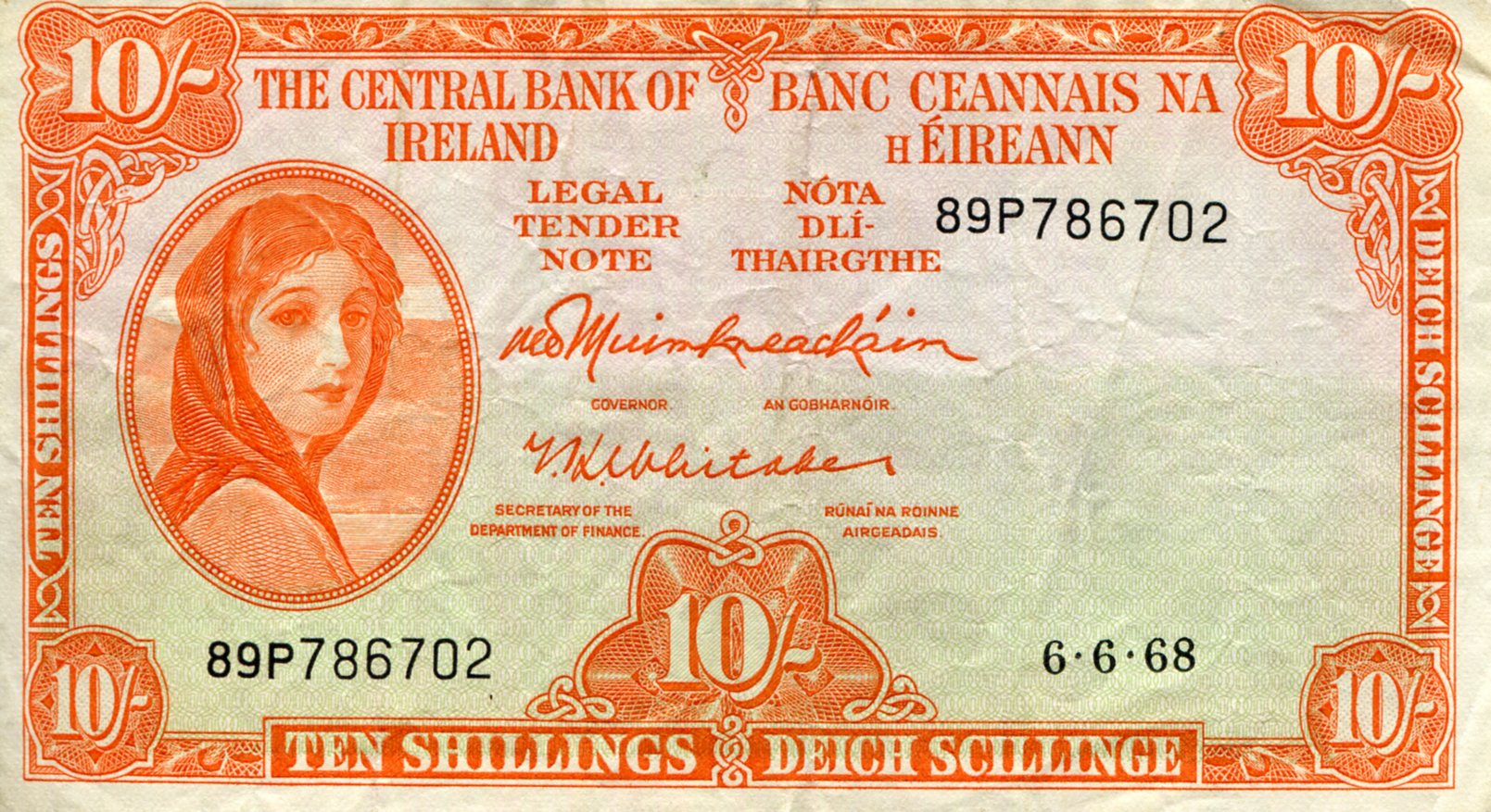 Ireland (Eire) 10 Shillings VF/F (see large scan) pick #: 63a