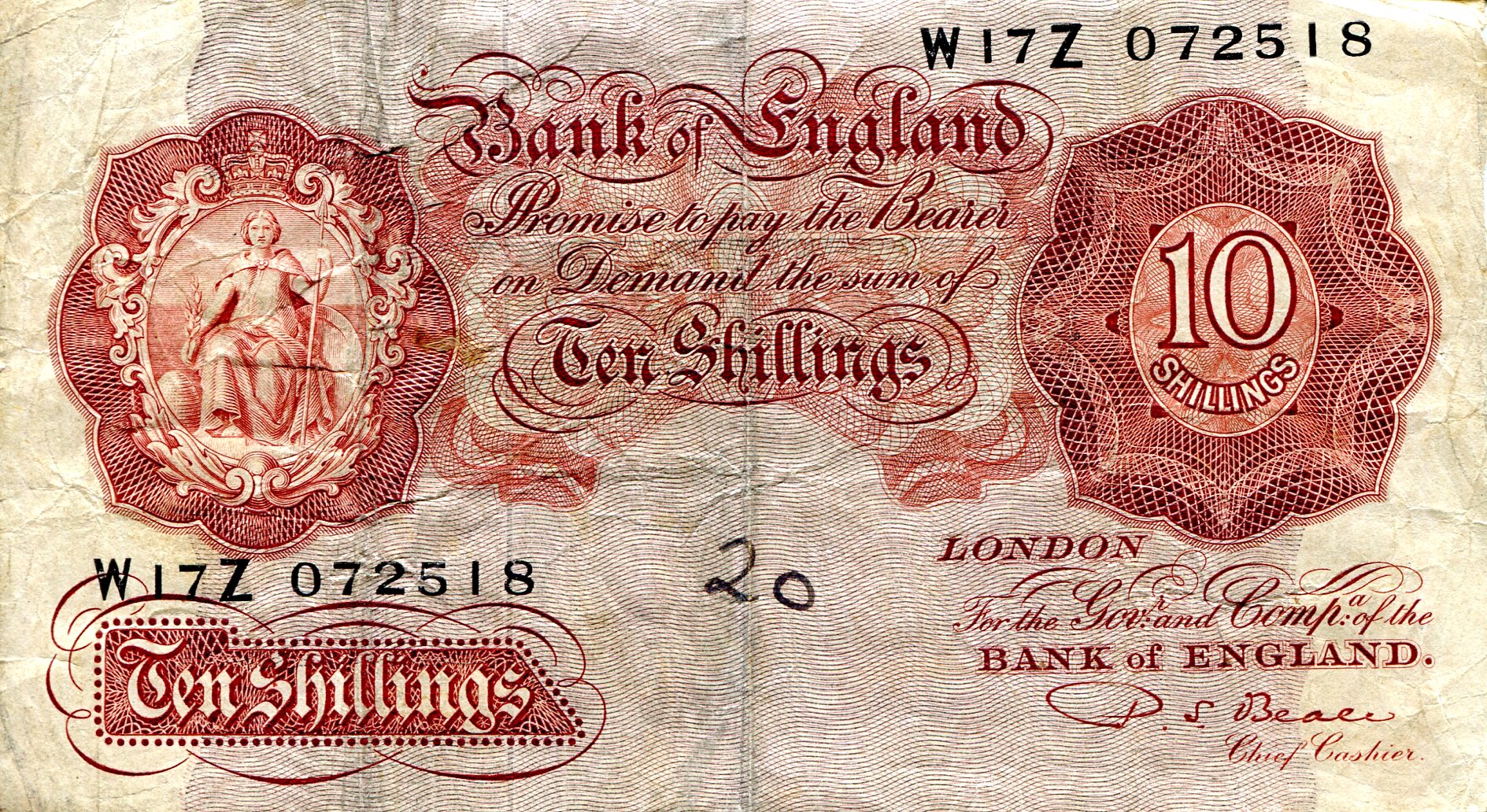 England 10 Shillings VG (see scan) Written on pick #: 368b