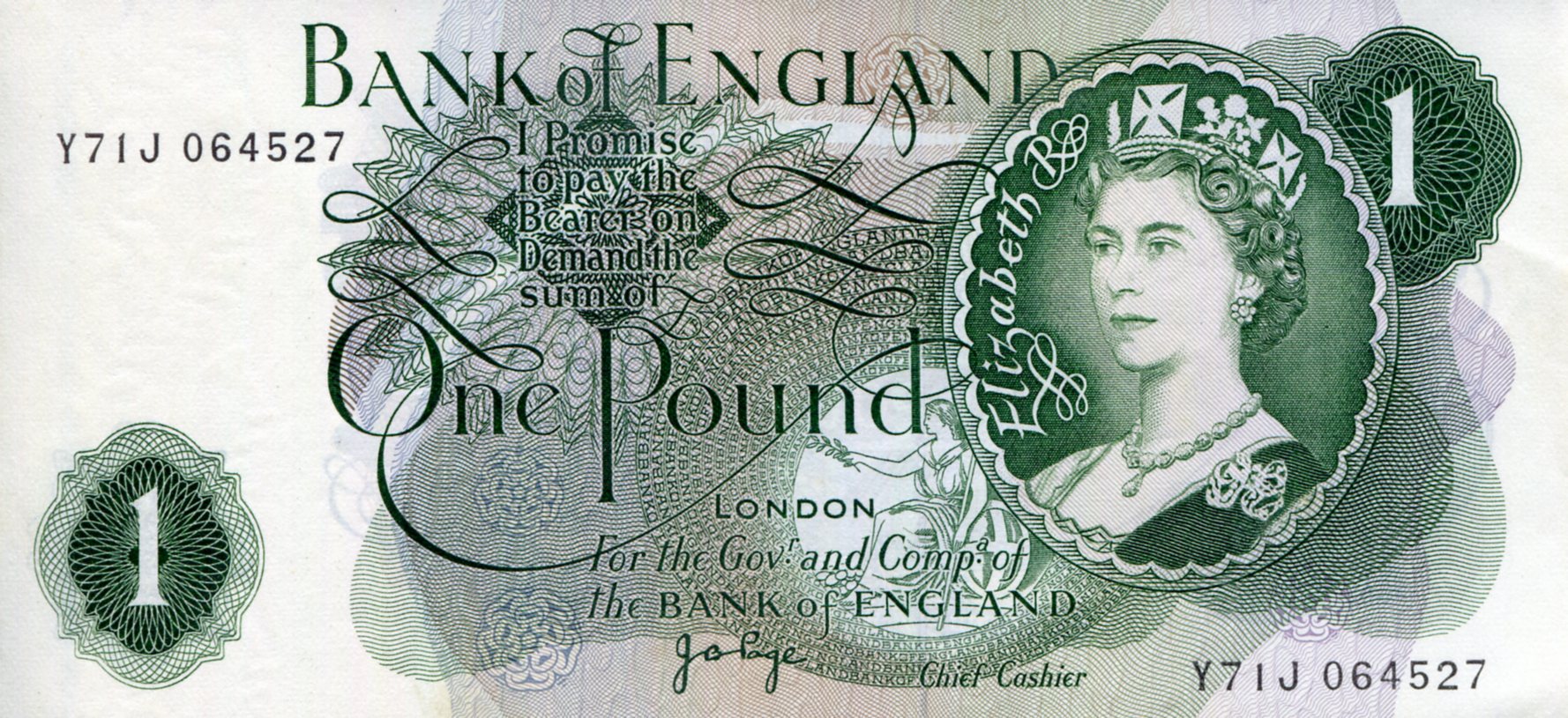 England 1 Pound aUNC/XF (see large scan) pick #: 374g