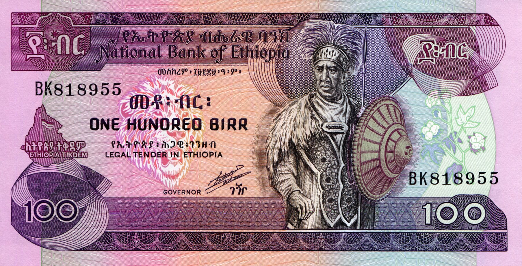 Ethiopia 100 Birr UNC pick #: 45b