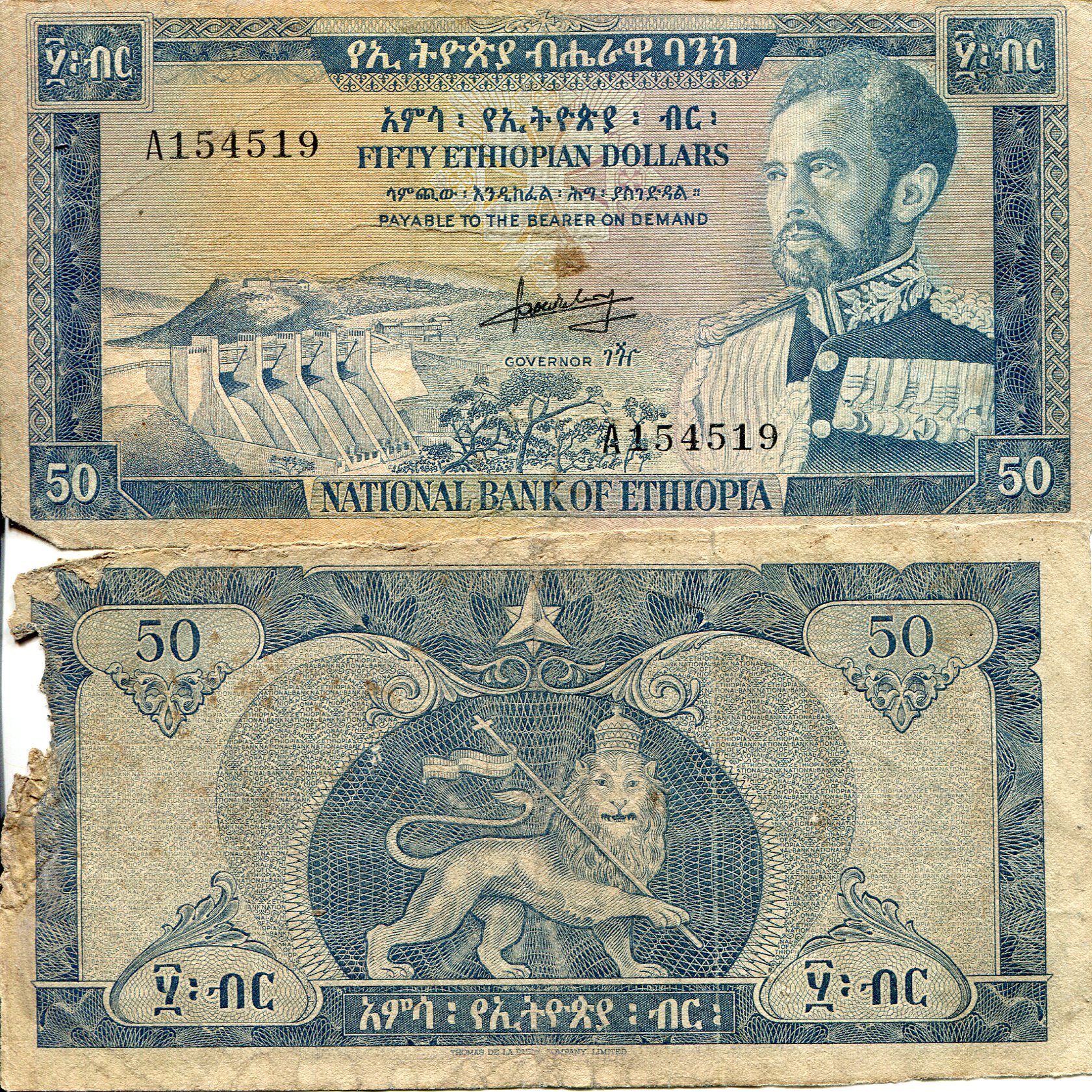 Ethiopia 50 Dollars G/Poor (see large scan) pick #: 28a