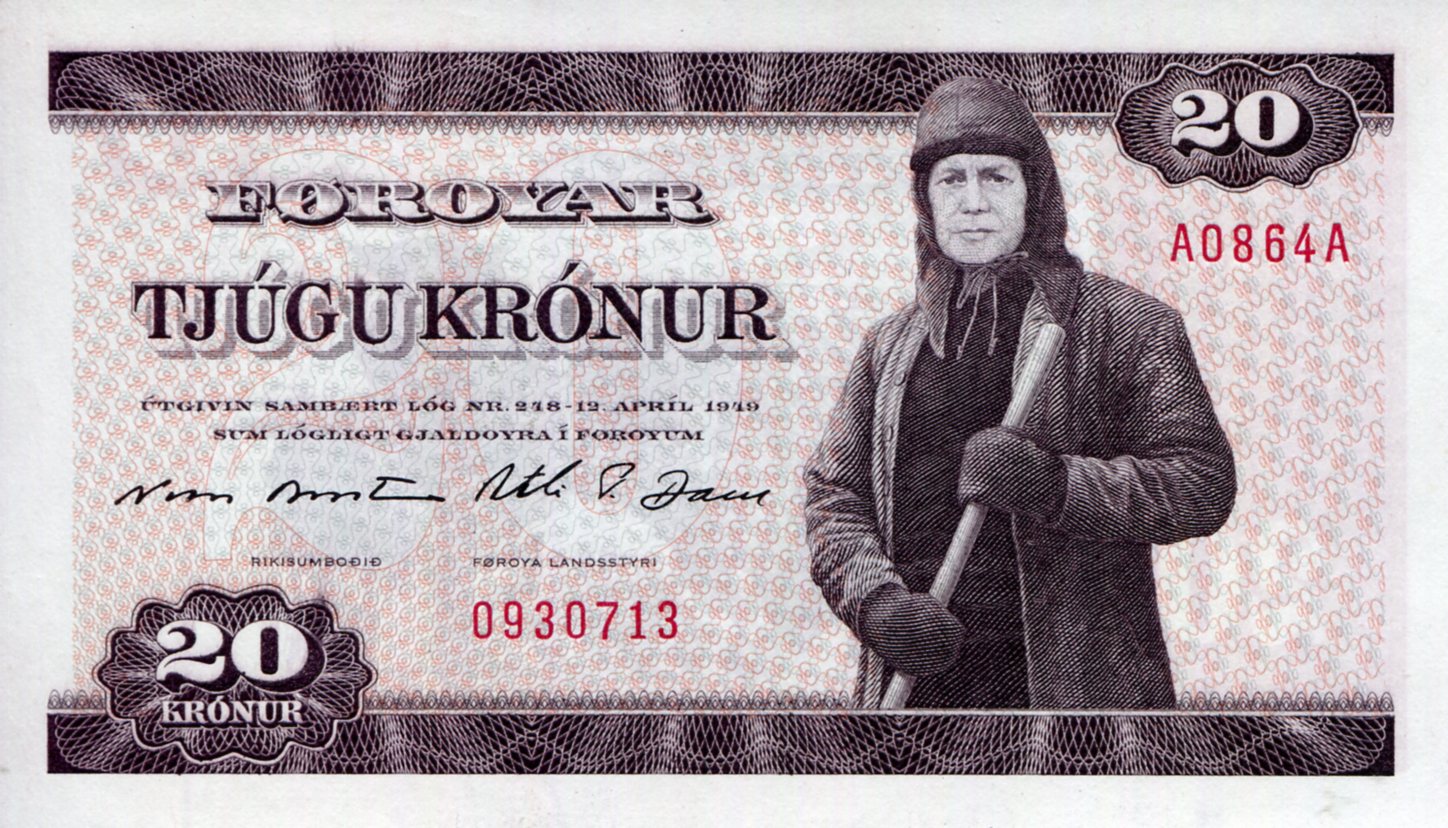 Faeroe Islands 20 Kronur UNC pick #: 19a